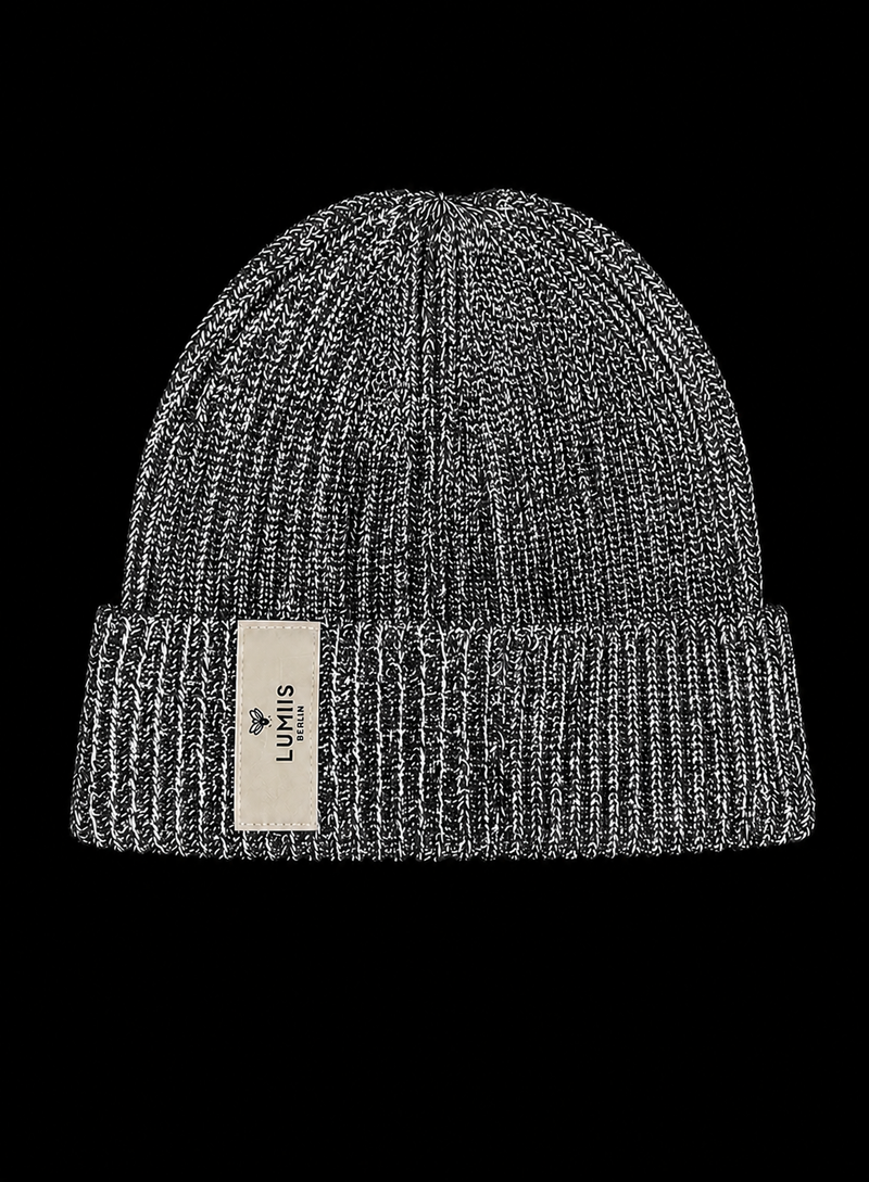 Reflektierende Beanie aus Merinowolle & Kaschmir