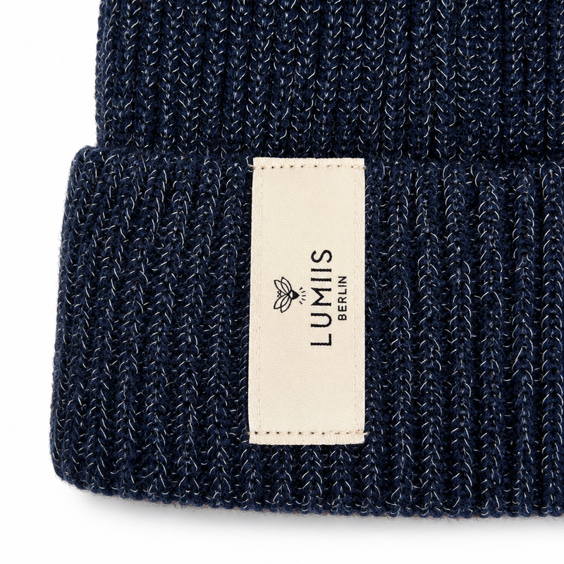 Reflektierende Beanie aus Merinowolle & Kaschmir