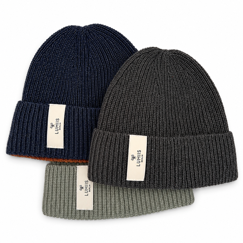 Reflektierende Beanie aus Merinowolle & Kaschmir