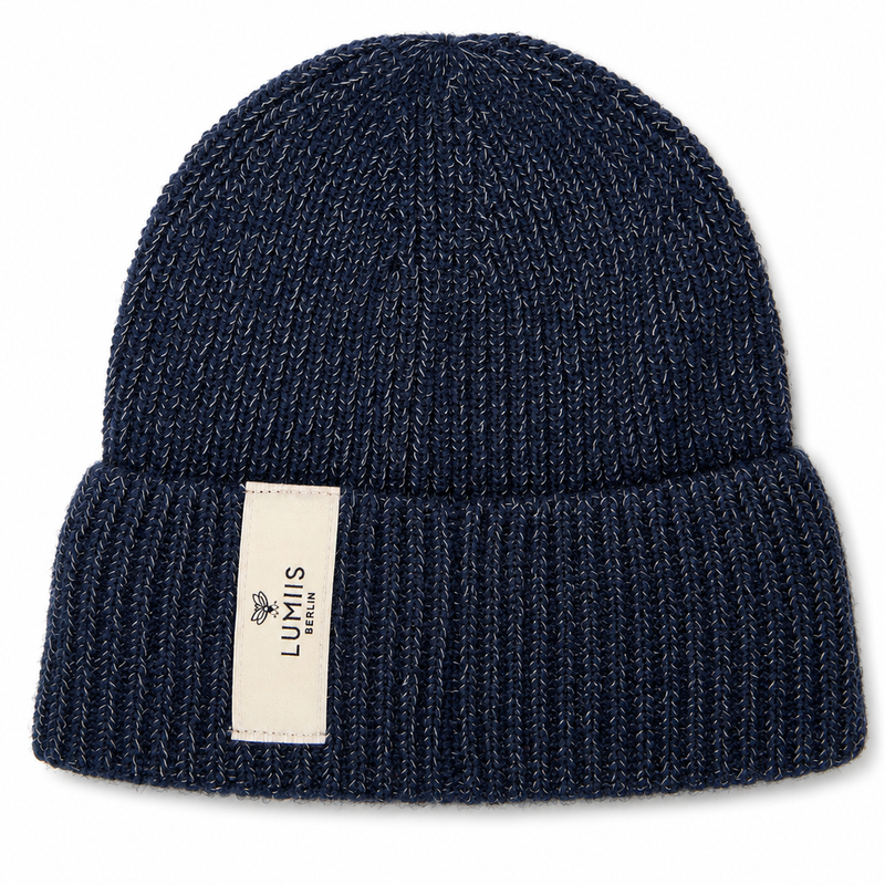 Reflektierende Beanie aus Merinowolle & Kaschmir