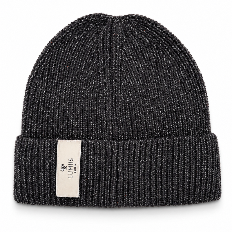 Reflektierende Beanie aus Merinowolle & Kaschmir