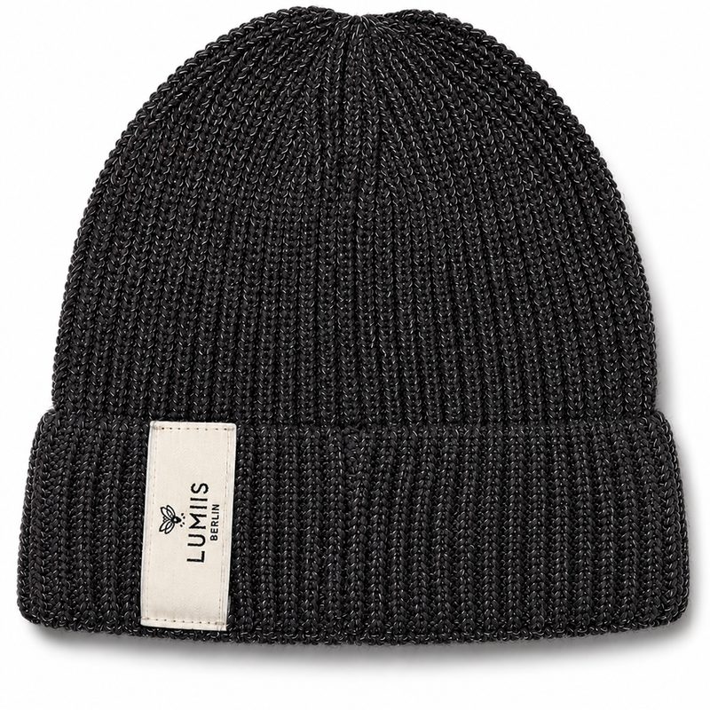 Reflektierende Beanie aus Merinowolle & Kaschmir
