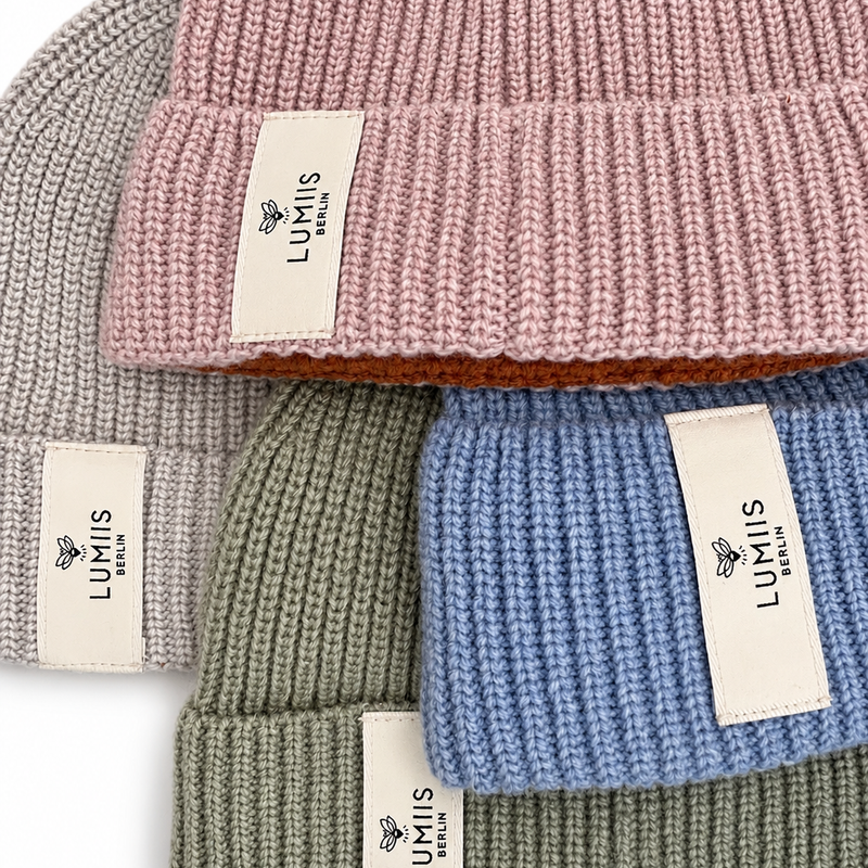 Reflektierende Beanie aus Merinowolle & Kaschmir