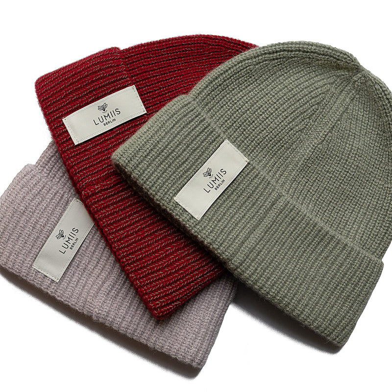 Reflektierende Beanie aus Merinowolle & Kaschmir